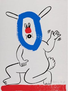 Platte „The Story of Red and Blue“ von Keith Haring ohne Titel, signierte Lithographie 1989