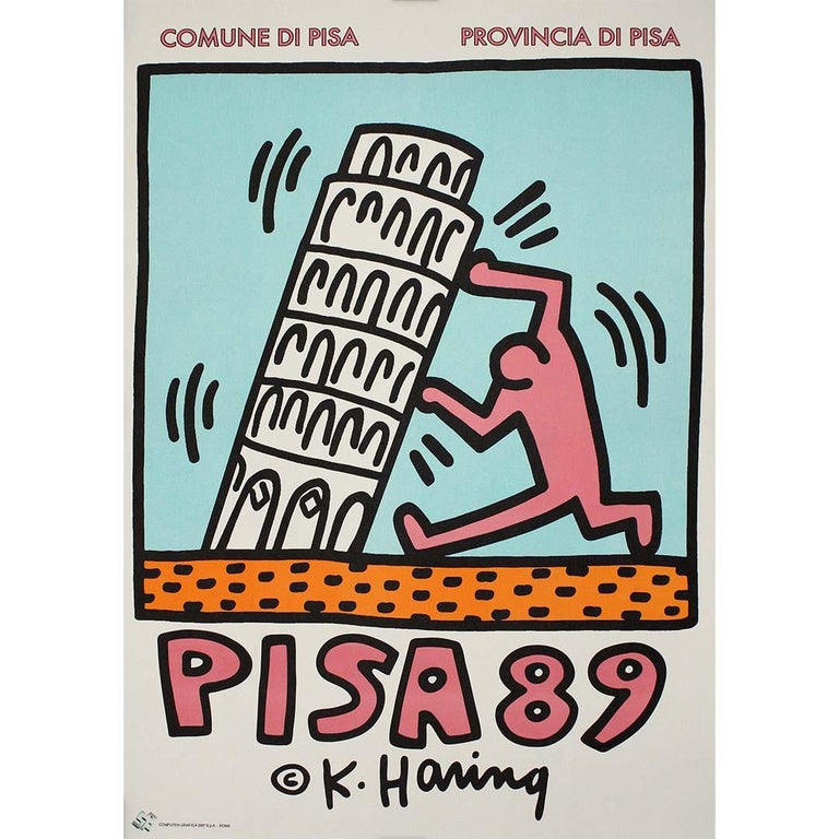 Keith Haring - Il manifesto originale di Keith Haring del 1989 per "Pisa 89"  - Pop Art - Italia in vendita su 1stDibs