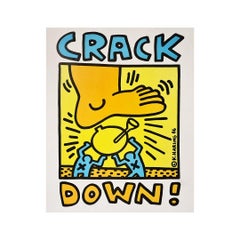 Keith Haring's original poster for "Crack Down!" in 1986 - Pop Art