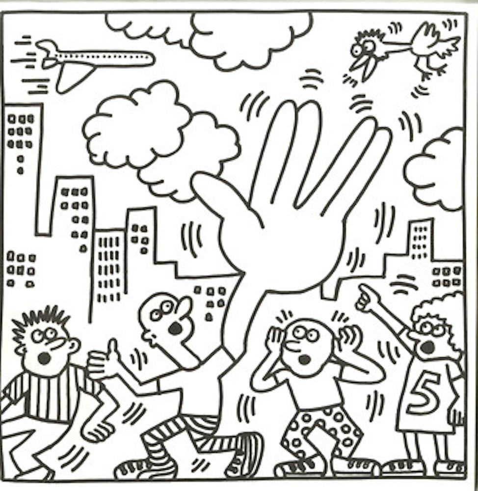 Livre de coloration en édition limitée (livre d'artiste de 20 lithographies offset reliées), 1985 - Print de Keith Haring
