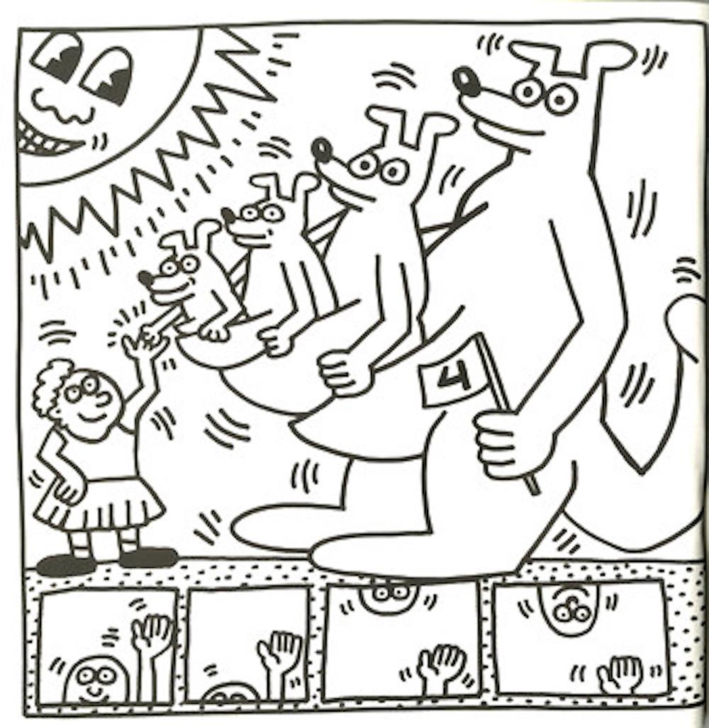 Livre de coloration en édition limitée (livre d'artiste de 20 lithographies offset reliées), 1985 - Pop Art Print par Keith Haring