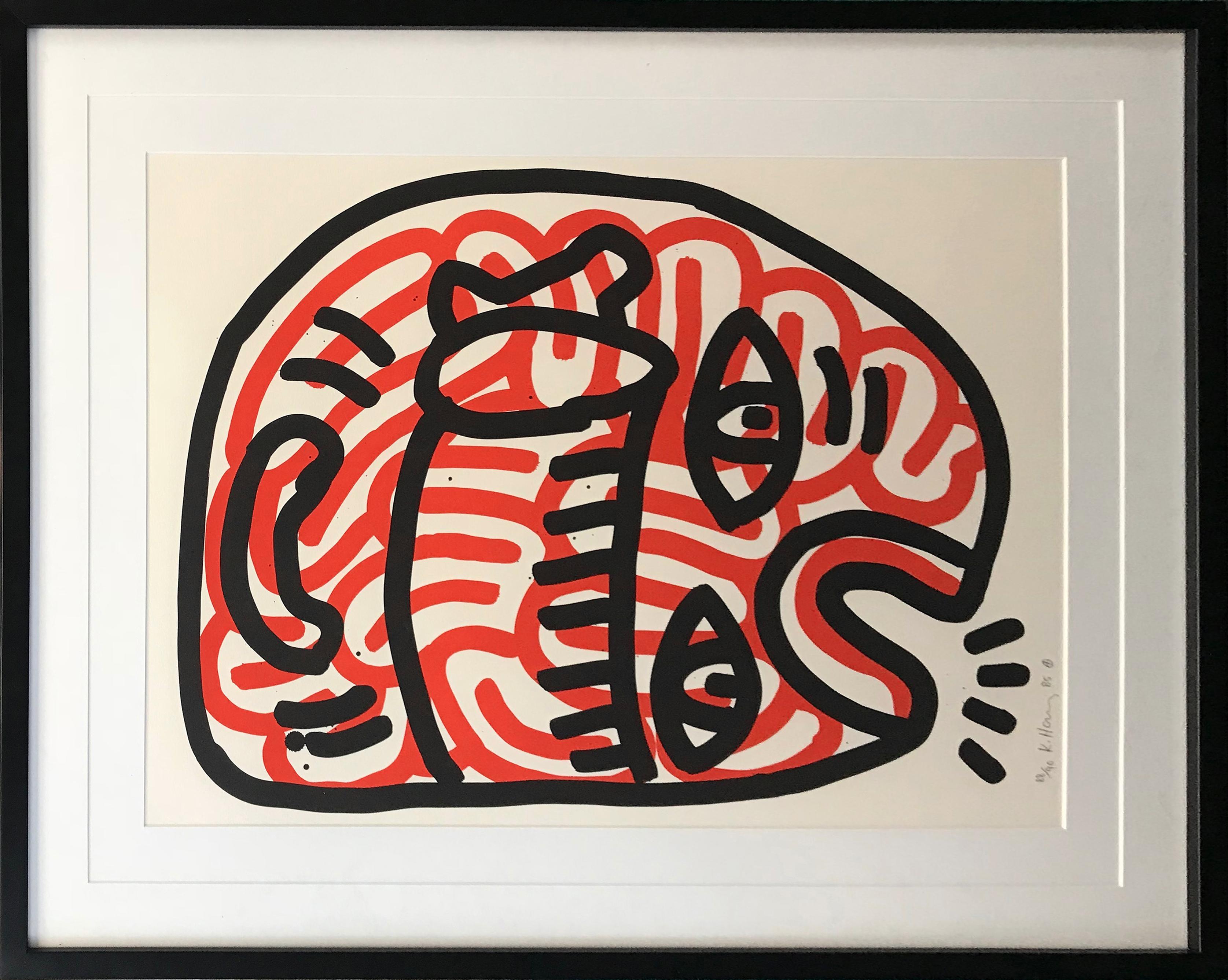 LUDO - Beige Figurative Print by Keith Haring