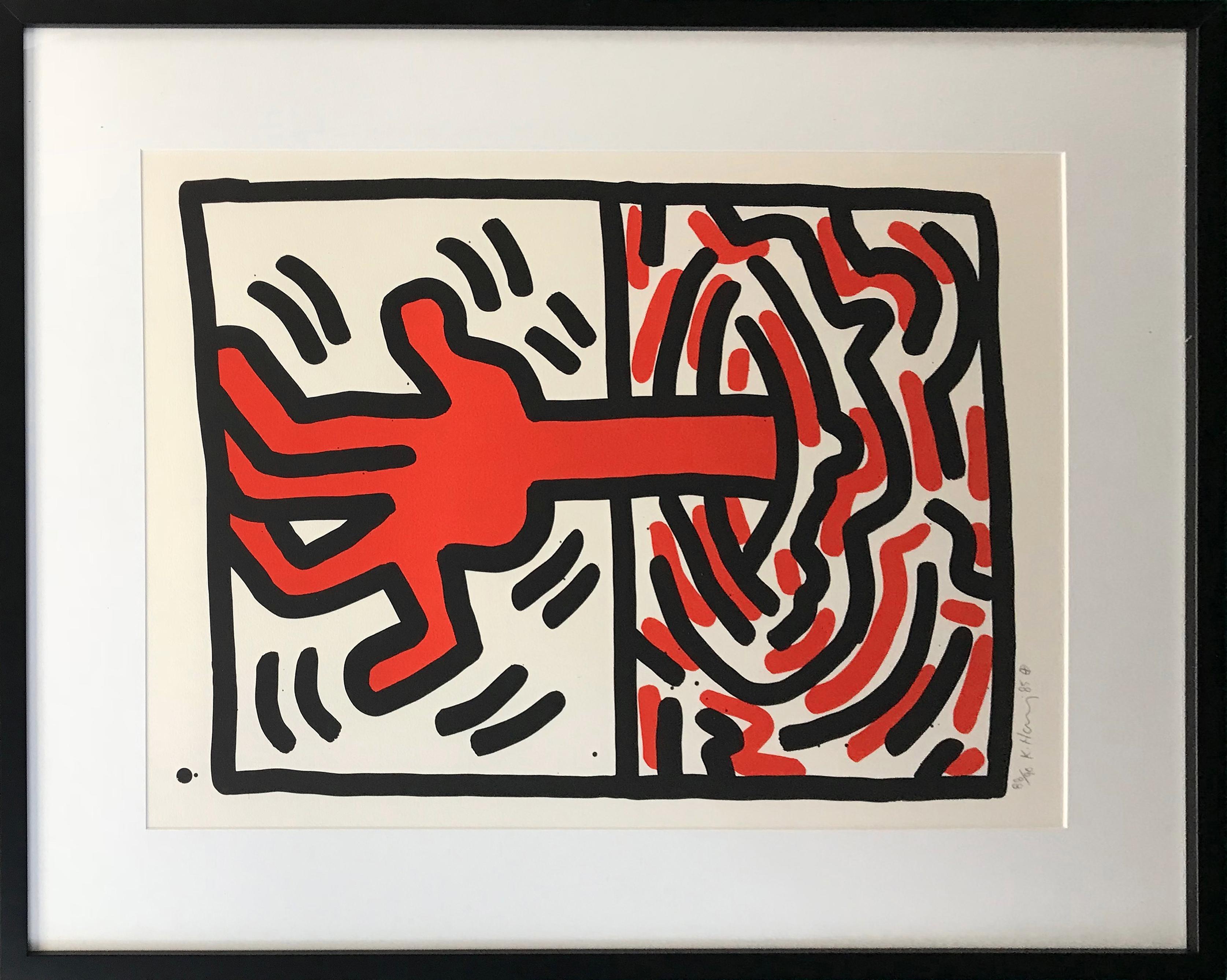 LUDO - Beige Figurative Print by Keith Haring