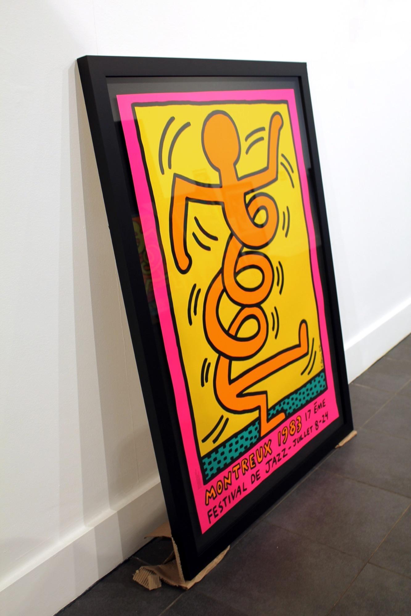 Keith Haring, Montreux Jazz Festival, 1983 (Orange)(Framed)

5 colour neon screenprint on heavy stock paper printed on half-matte coated paper 250gsm

78 x 108 cm (27.55 x 39.37 in) 

Signed and dated by artist in plate

Open edition

An original,