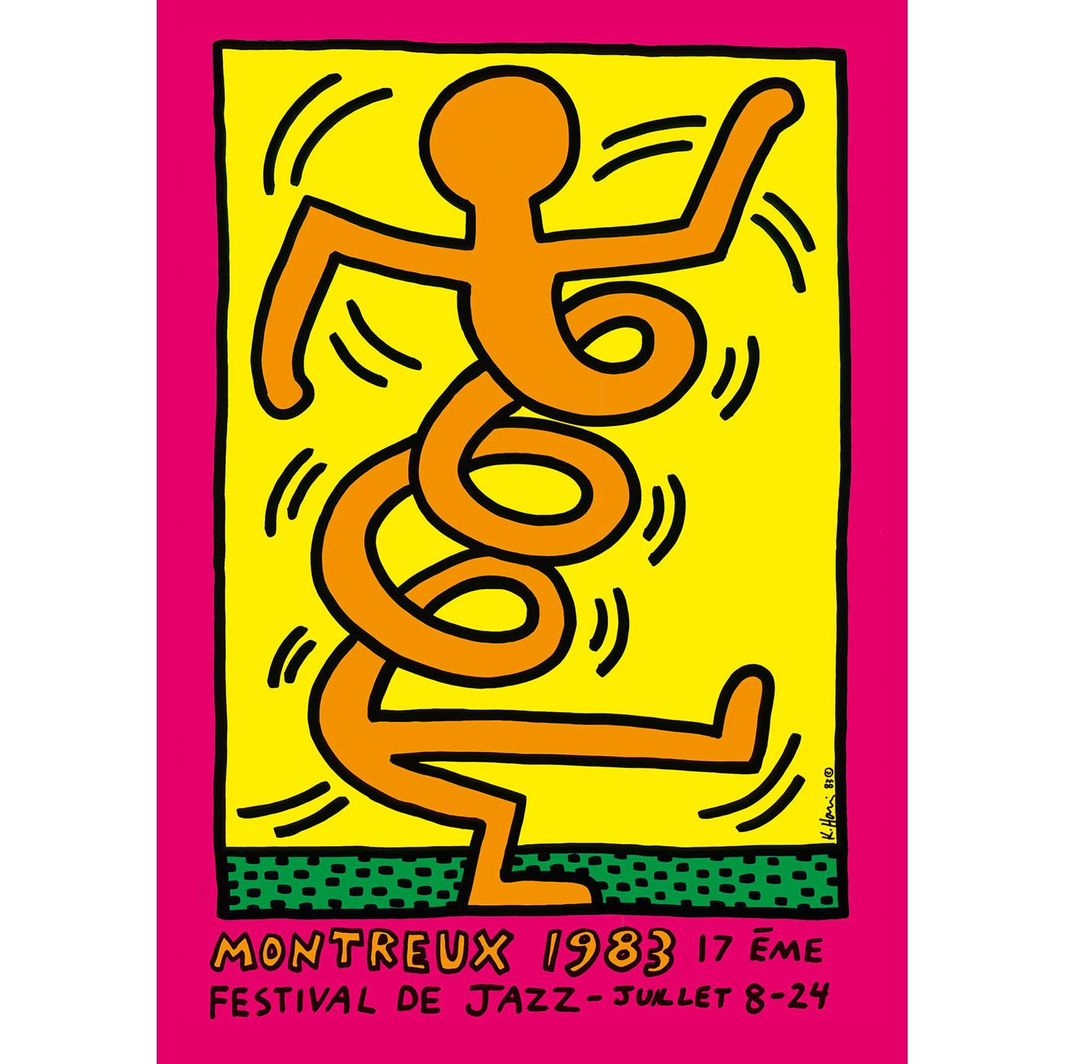 Figurative Print Keith Haring - Festival de jazz de Montreux 1983 (rose)