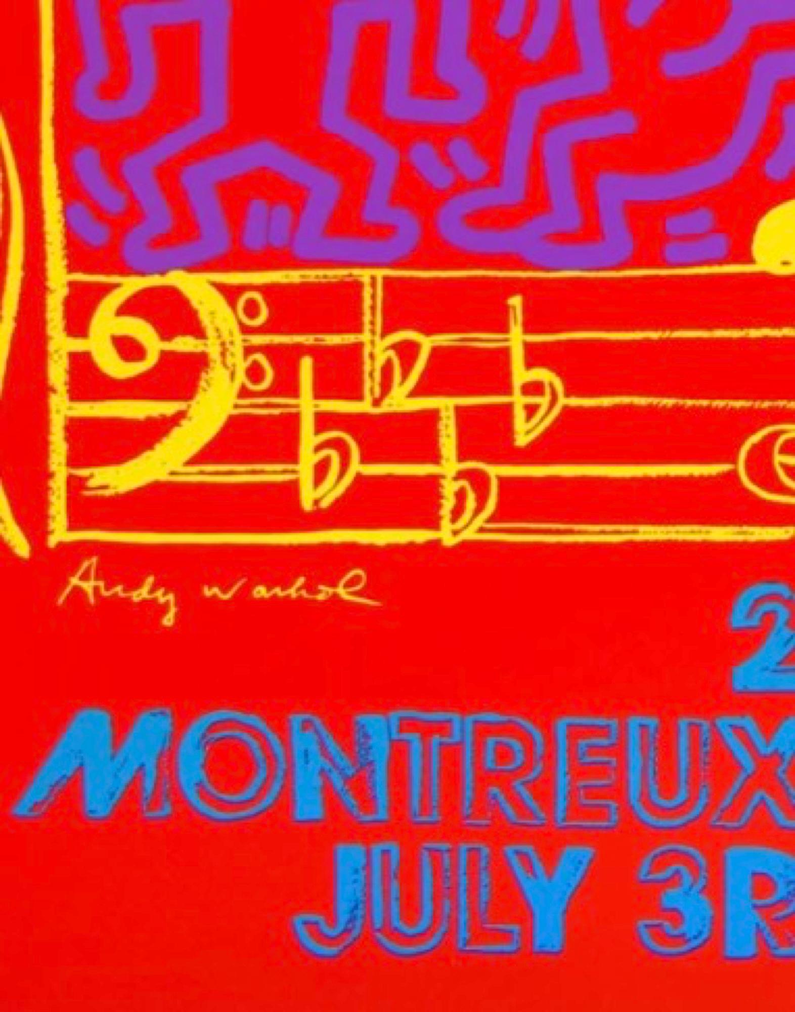 Das Montreux Jazz Festival von Keith Haring und Andy Warhol, 1986

Farbiger Siebdruck auf halbmatt gestrichenem 250 g/m² Papier

Gedruckt von Albin Uldry

Von Keith Haring und Andy Warhol signierter Teller

Gerahmte Größe 75 x 105 cm

Zur Feier