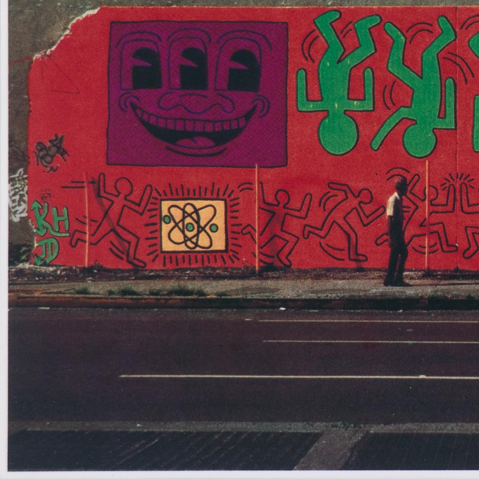 'Mural on Houston', Hand Signed by Haring, Subway Drawings, New York, Pop Art - Black Figurative Print by Keith Haring
