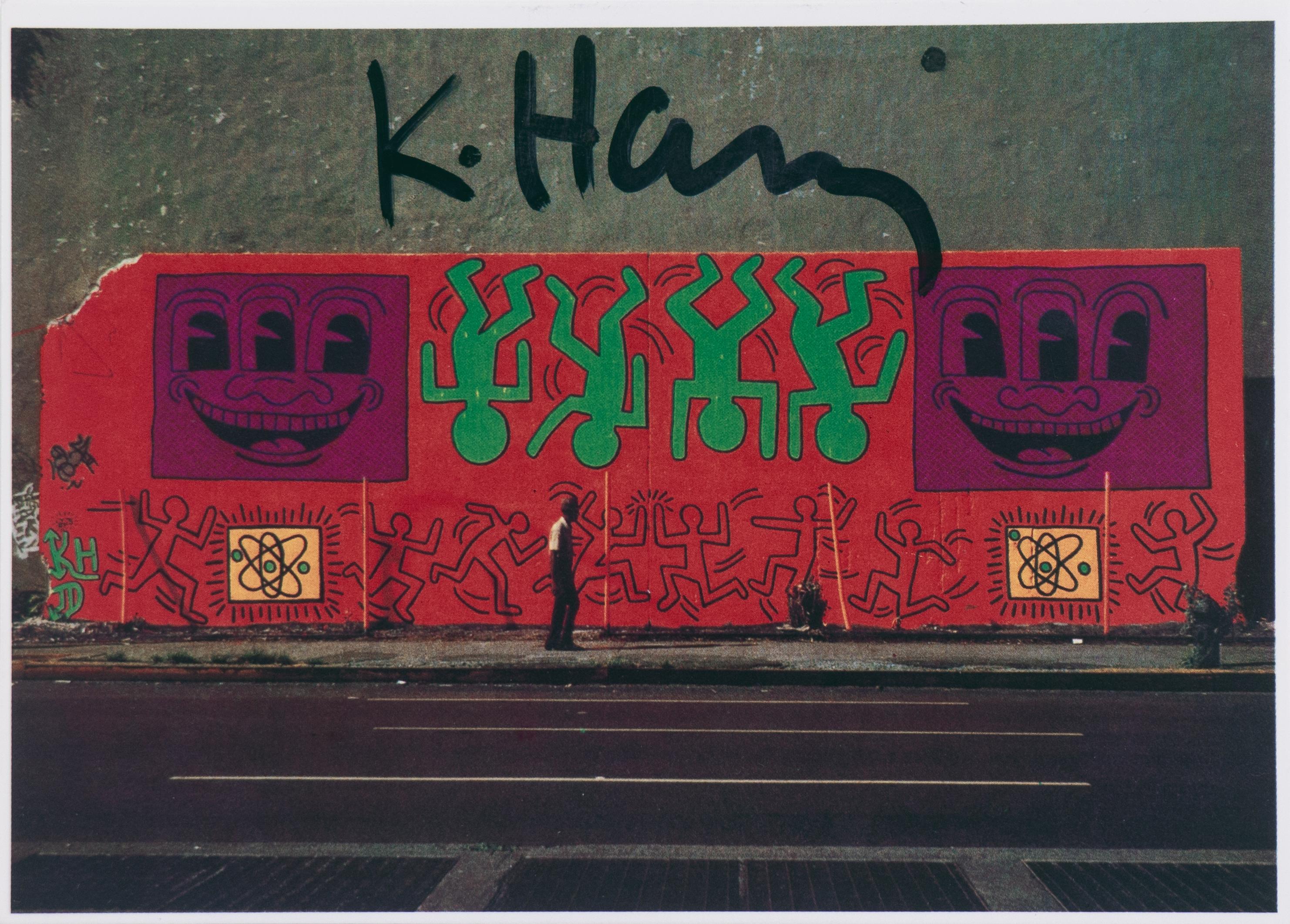 Keith Haring Figurative Print - 'Mural on Houston', Hand Signed by Haring, Subway Drawings, New York, Pop Art