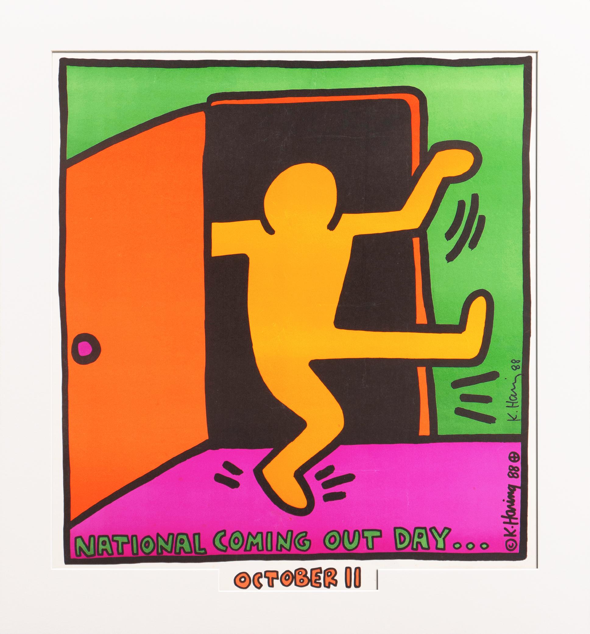 'National Coming Out Day', Hand Signed by the Artist, October 11, Pop Art, NCOD - Print by Keith Haring