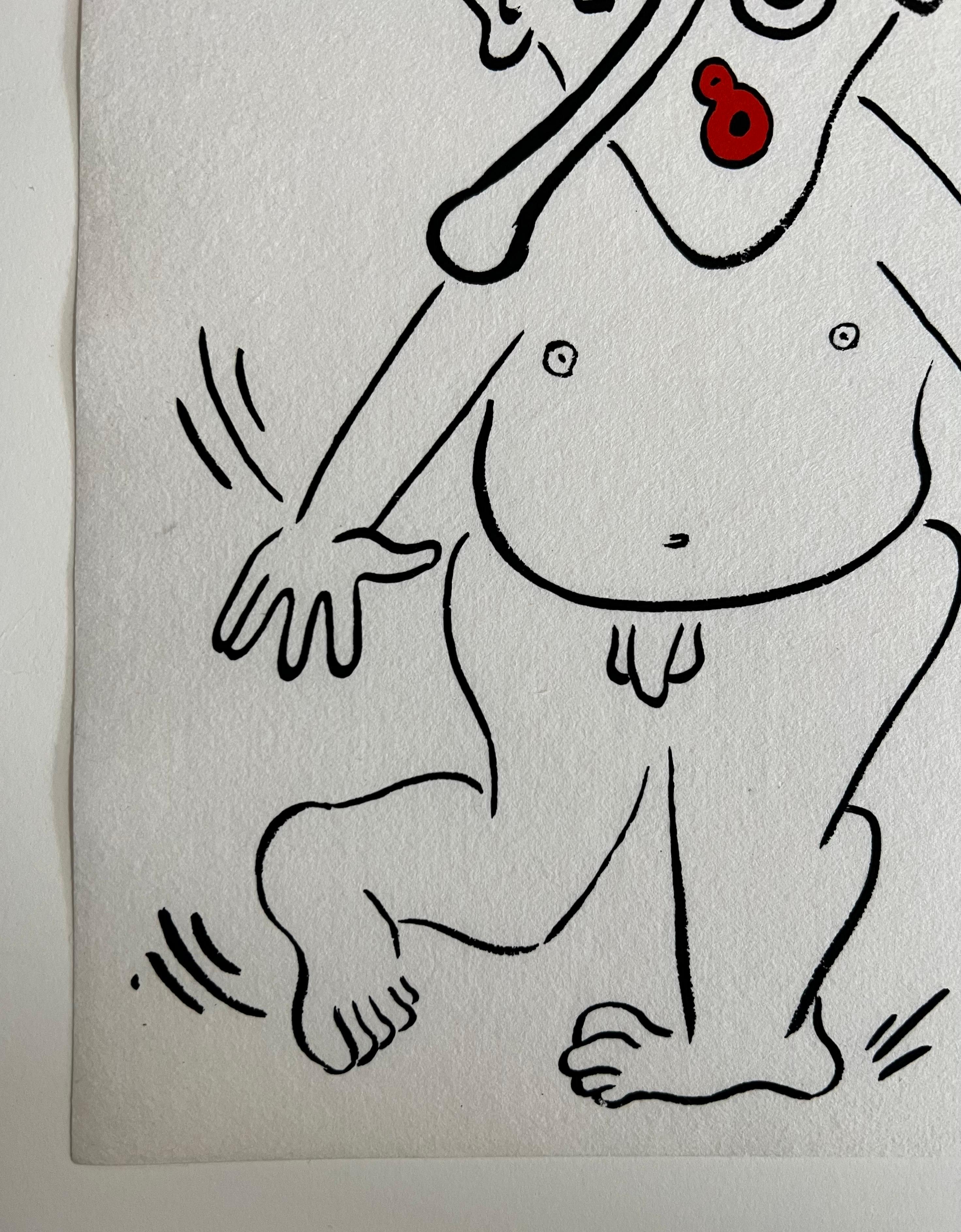 Invitation pour le Nouvel An 1988, Keith Haring Pop Art Nude Couleur Sérigraphiée en vente 3