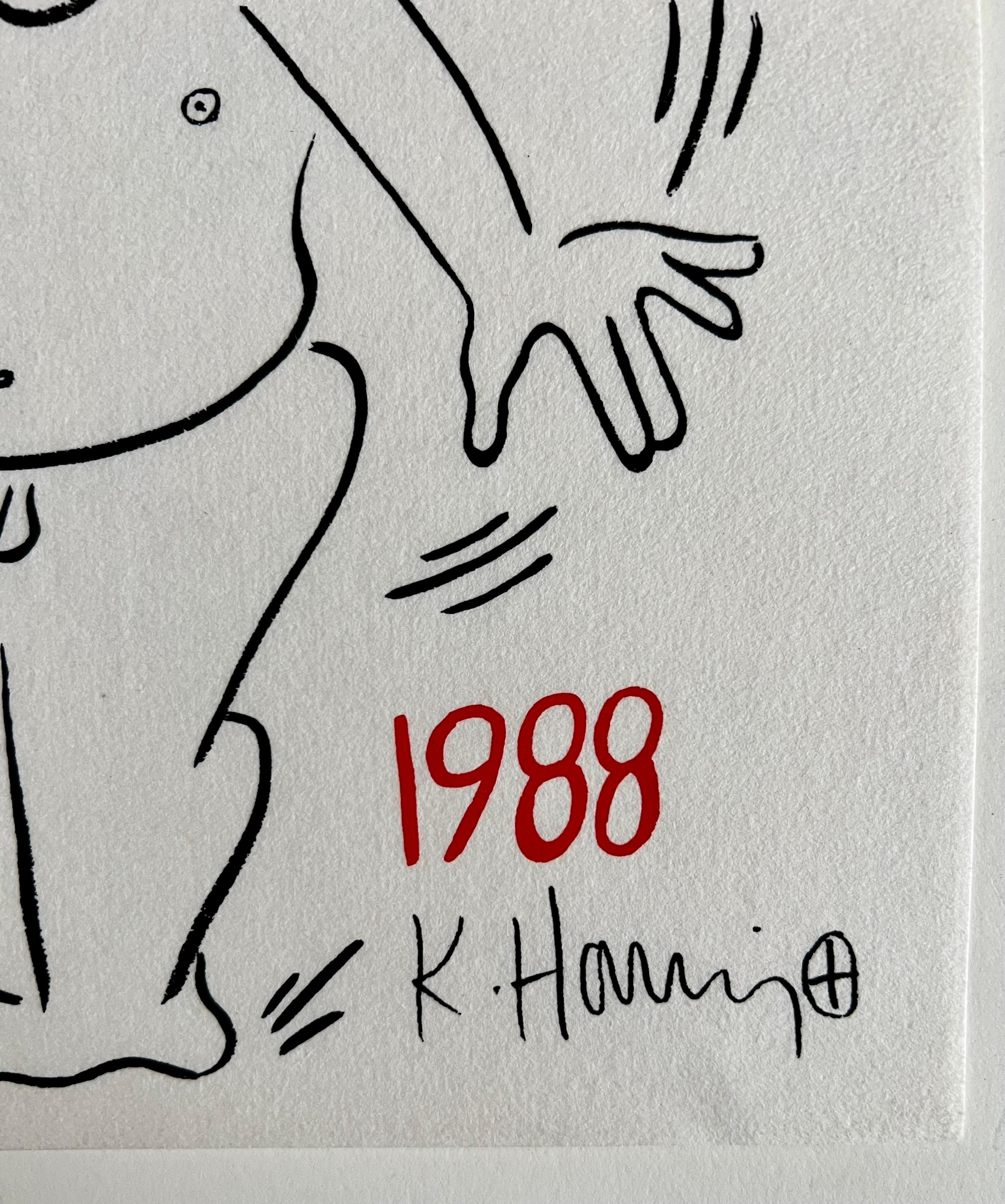 Invitation pour le Nouvel An 1988, Keith Haring Pop Art Nude Couleur Sérigraphiée en vente 4