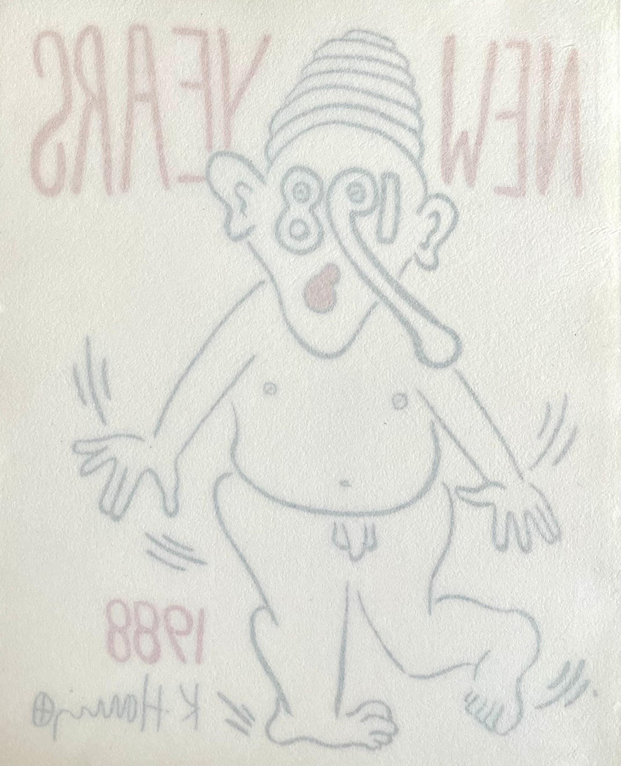 Invitation pour le Nouvel An 1988, Keith Haring Pop Art Nude Couleur Sérigraphiée en vente 7