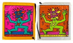 Original 1980s Keith Haring Pop Shop bags set of 2 (Keith Haring pop shop)