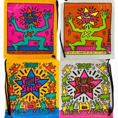 Set di 2 borse Pop Shop Keith Haring originali degli anni '80 (Keith Haring pop shop)