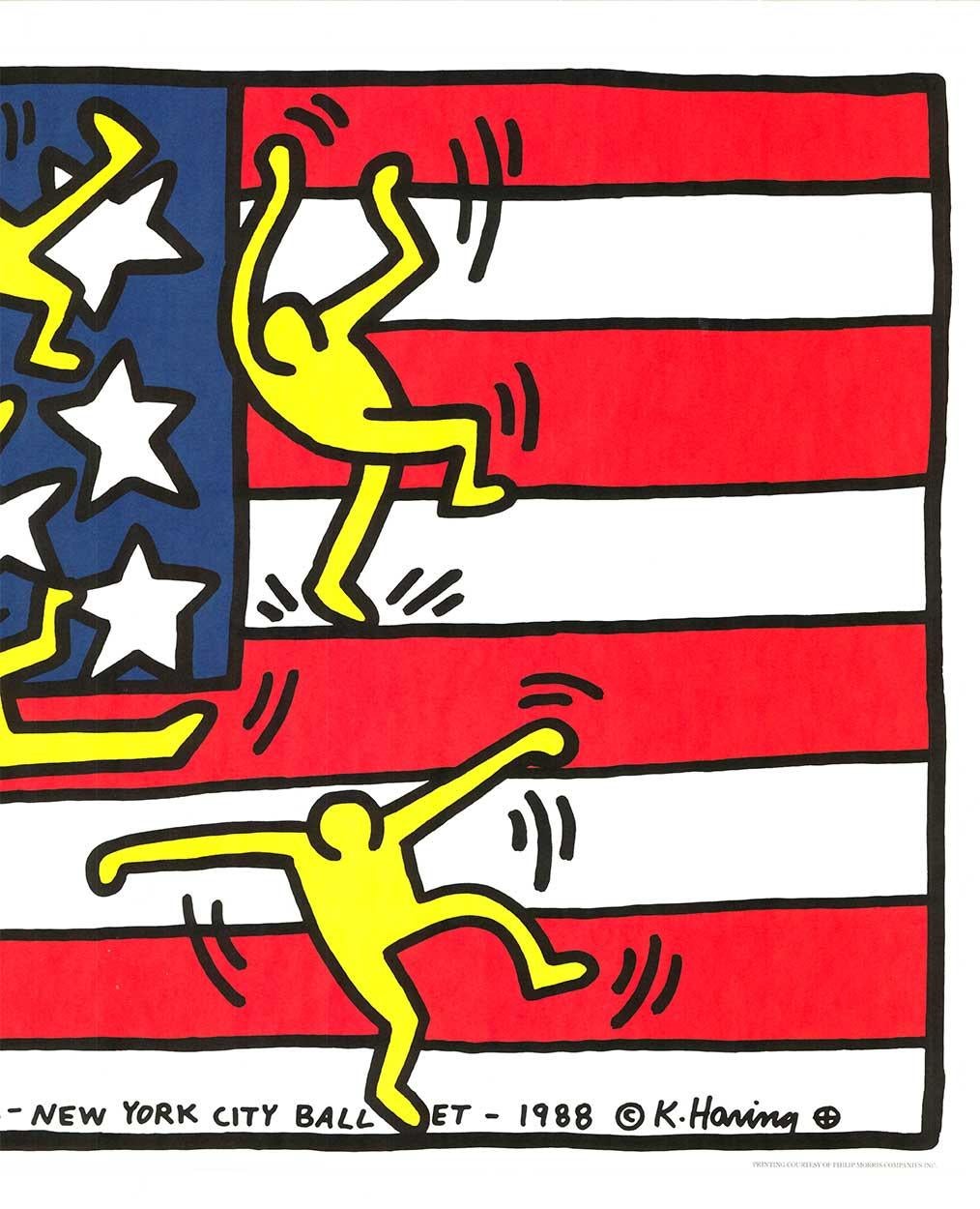 Cartel original de arte pop:   Festival de Música Americana Ballet de la Ciudad de Nueva York - 1988 por Keith Haring.

Este cartel serigrafiado del Ballet de la Ciudad de Nueva York de 1988 / de Keith Haring muestra el cartel de la bandera