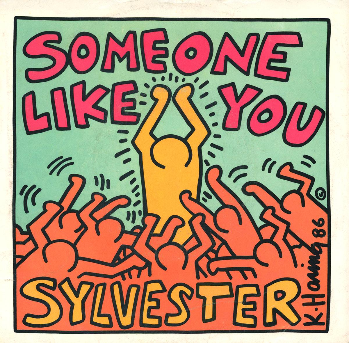 Vintage Vinyl Record Art von Keith Haring mit leuchtenden, satten Farben, die für auffällige Wandkunst in Reichweite sorgen:

Jahr: 1986 
Off-Set Lithographie auf Plattenhülle, Vinyl-Schallplatte.
Abmessungen: 7 x 7 Zoll 
Einband: Kräftige Farben;