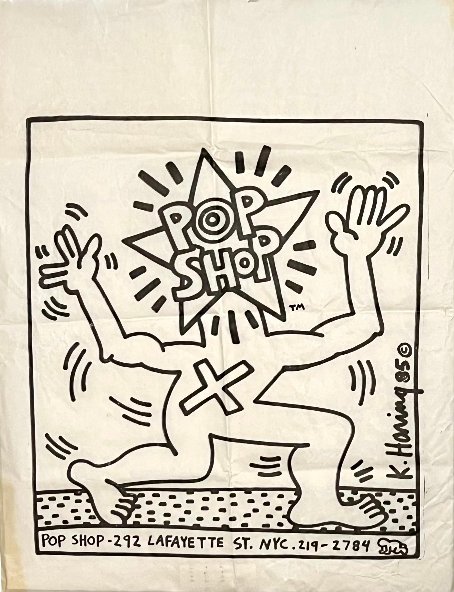 Original Keith Haring Pop Shop bag (Haring 1980s Pop Shop) For Sale 1