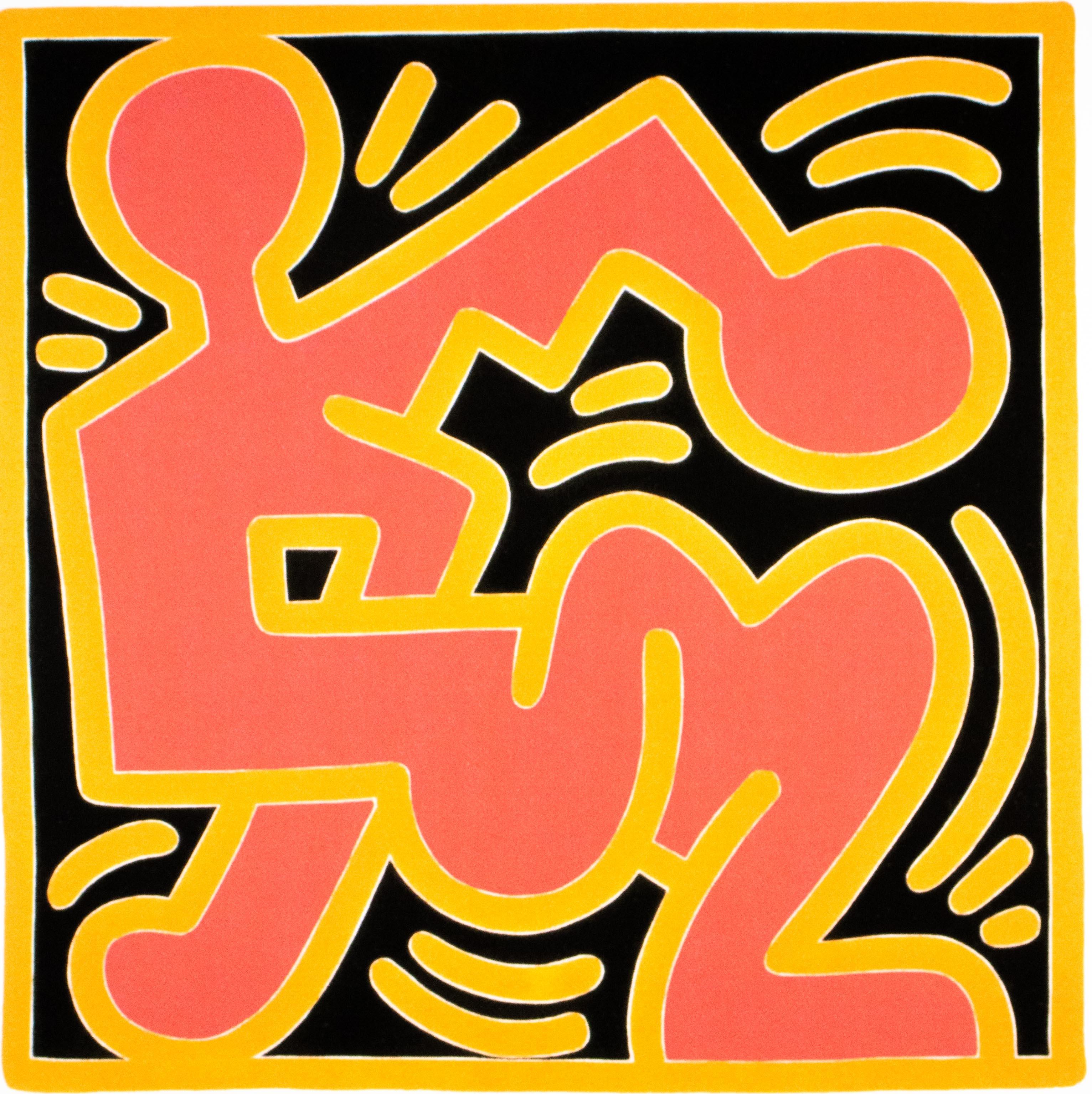 KEITH HARING - Untitled
Limited 1990s edition by the Keith Haring Foundation, Inc.

Only 150 copies total (here 15/150).
Lithograph on thick cardboard.

Signed in plate.
Edition hand numbered in pencil.
With Keith Haring Foundation blind stamp at