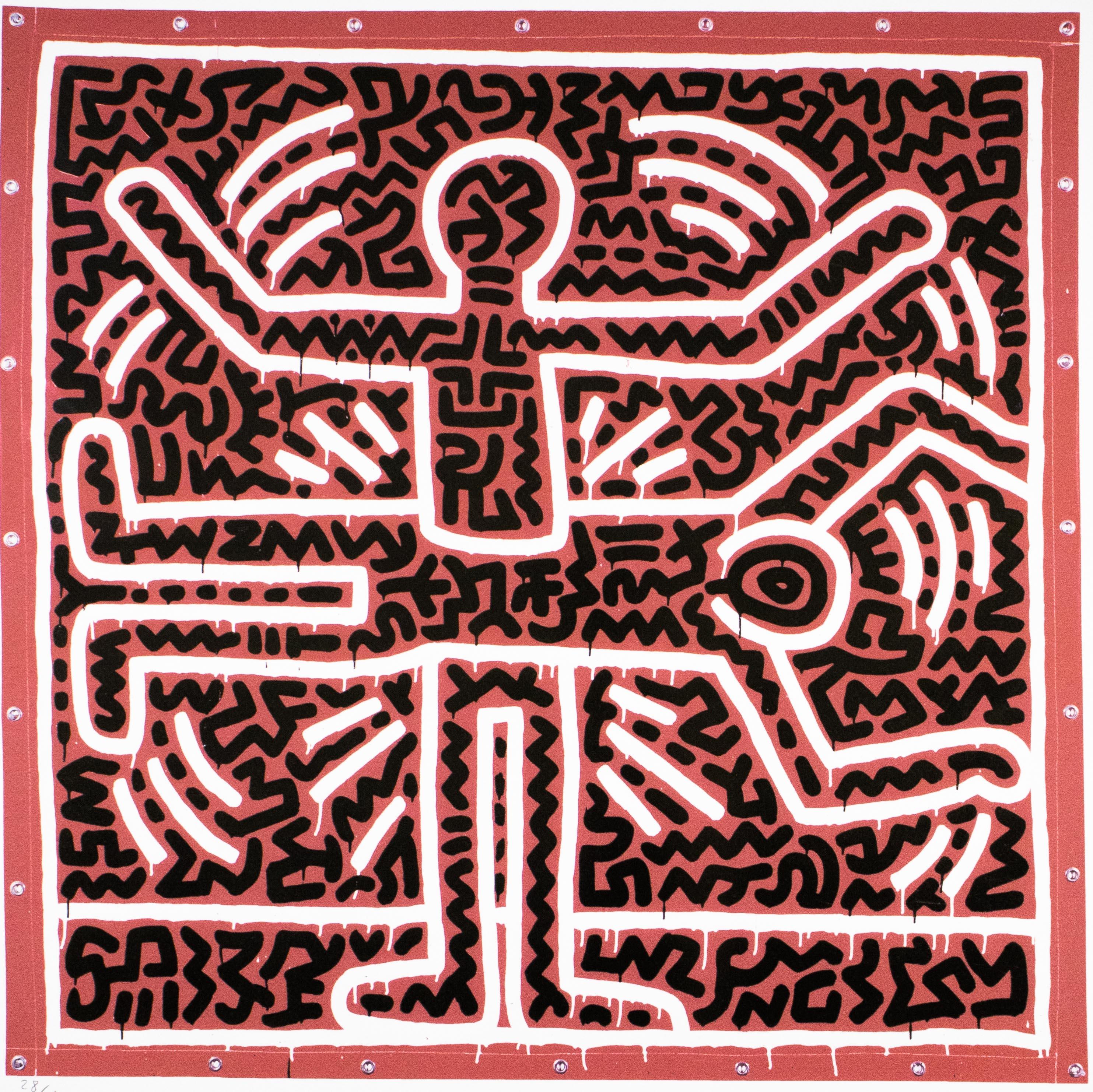 KEITH HARING - Untitled
Limited 1990s edition by the Keith Haring Foundation, Inc.

Only 150 copies total (here 28/150).
Lithograph on thick cardboard.

Signed in plate.
Edition hand numbered in pencil.
With Keith Haring Foundation blind stamp at