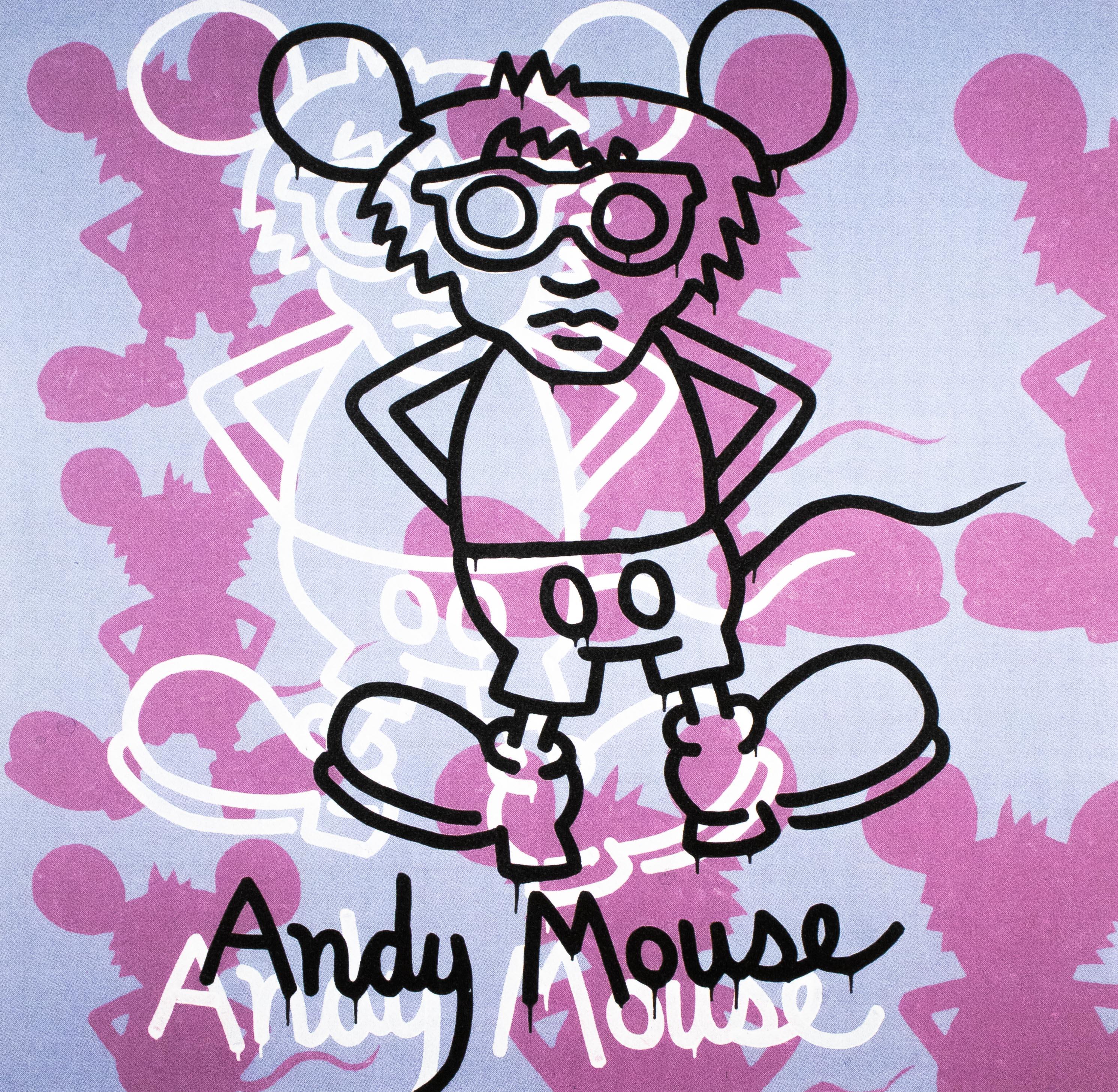 KEITH HARING - Untitled (Andy Mouse)
Rare and limited 1990s edition by the Keith Haring Foundation, Inc.

Only 150 copies total (here 39/150).
Lithograph on thick cardboard.

Signed in plate.
Edition hand numbered in pencil.
With Keith Haring