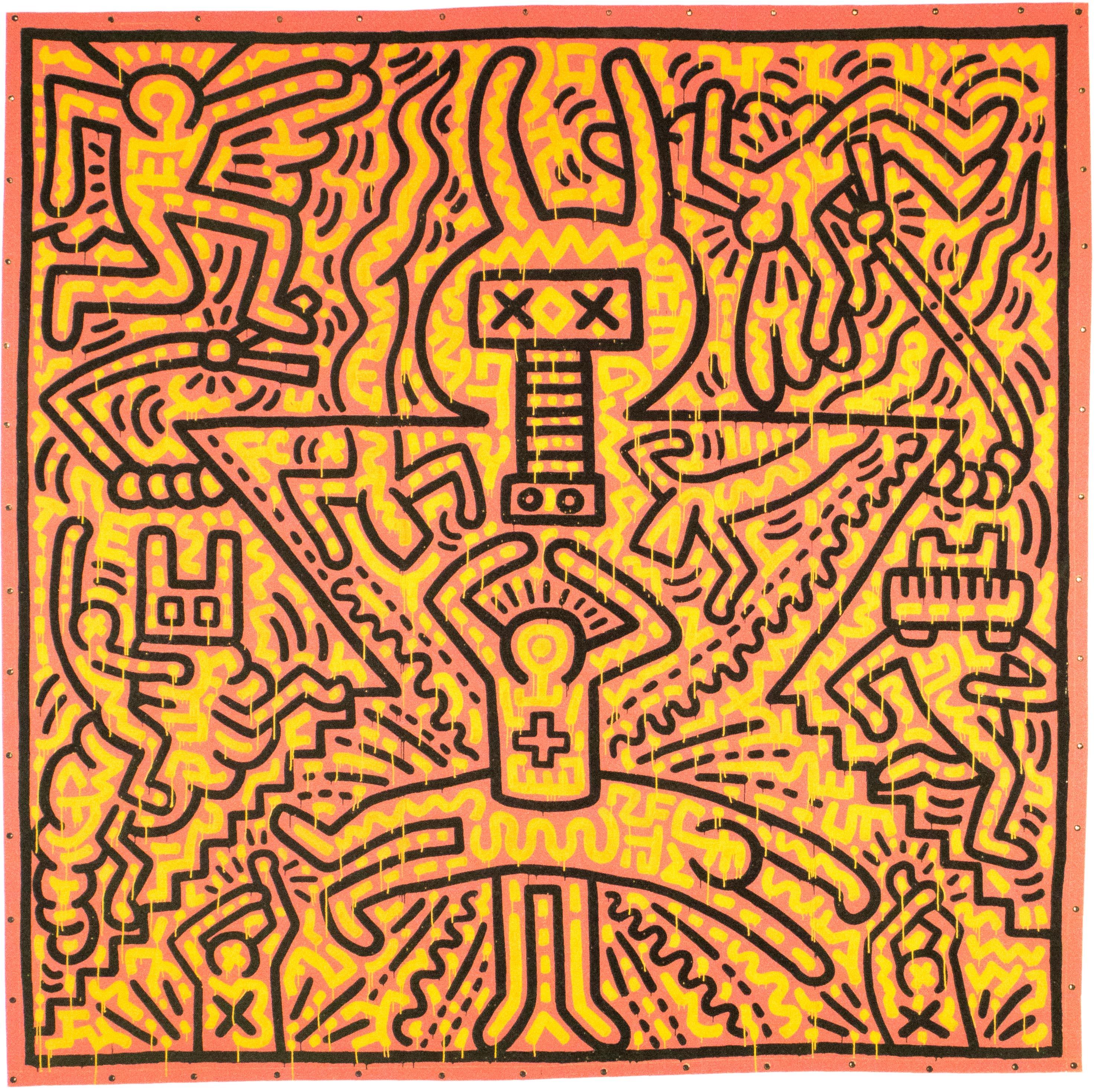 KEITH HARING - Untitled
Limited 1990s edition by the Keith Haring Foundation, Inc.

Only 150 copies total (here 71/150).
Original lithograph on thick cardboard.

Signed in plate.
Edition hand numbered in pencil.
With Keith Haring Foundation blind