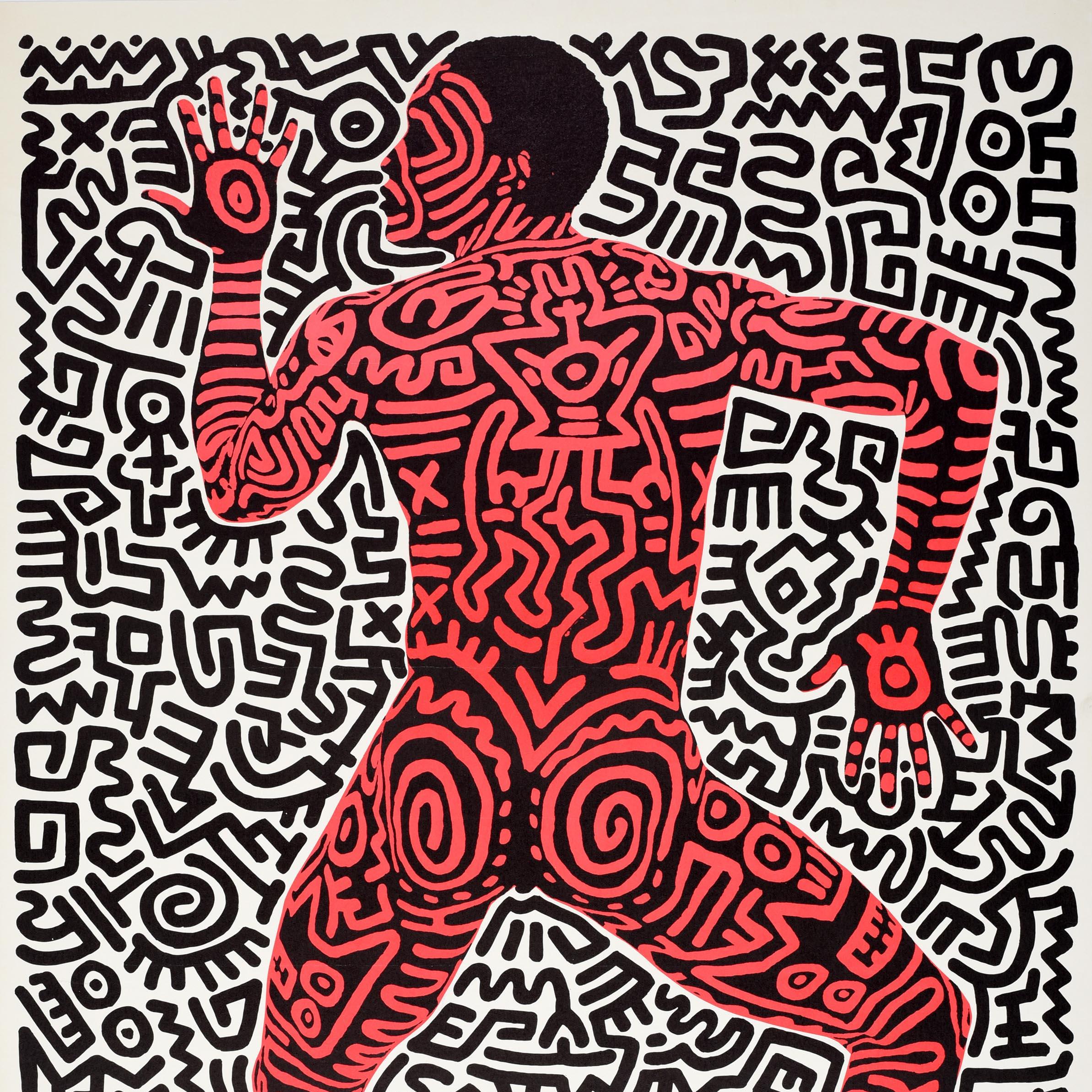 Affiche publicitaire originale d'époque de l'exposition Keith Haring, dessin de Tony Shafrazi en vente 2