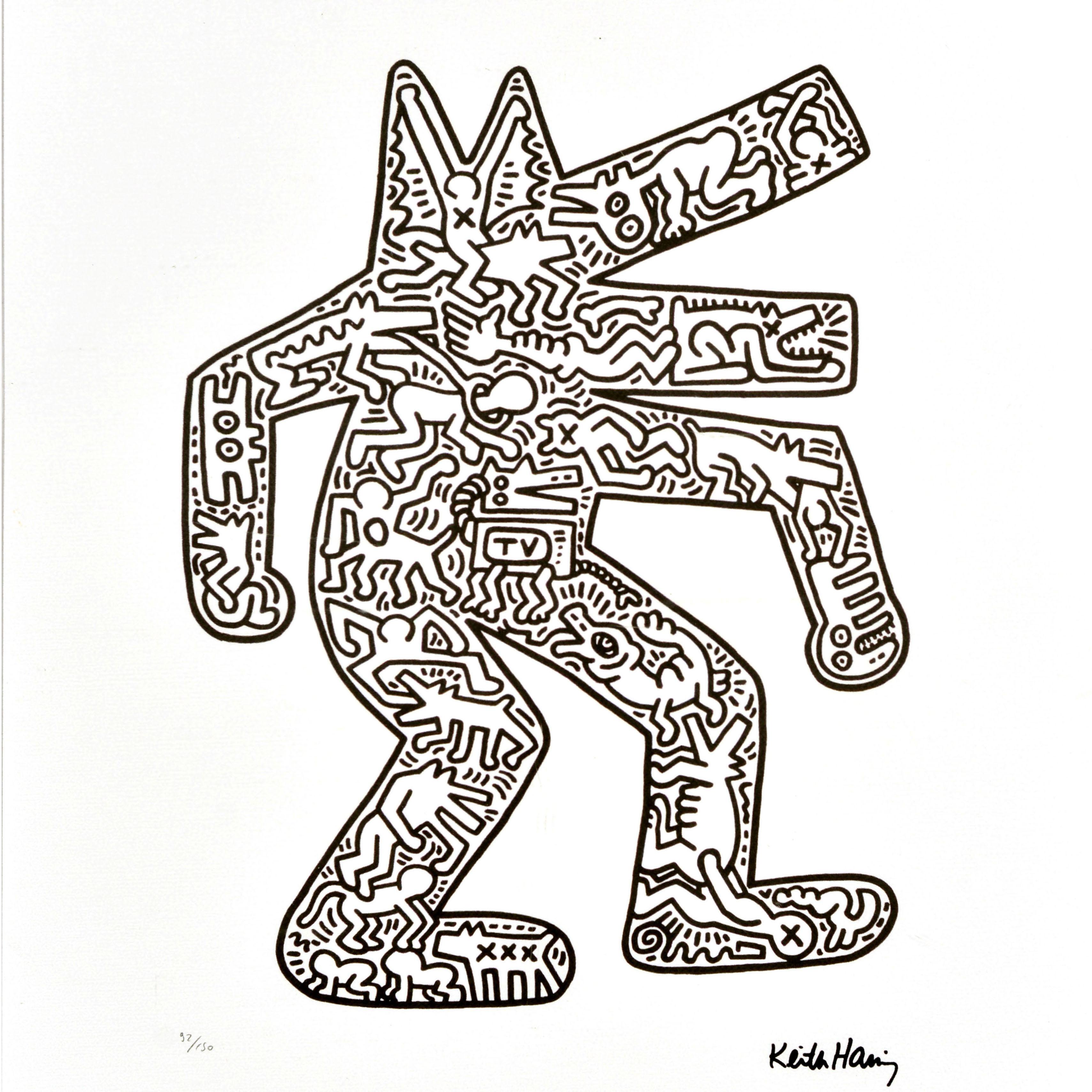 Stampa originale d'arte vintage Keith Haring Dog Silhouette USA Attivismo sociale in vendita 2
