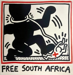 Original-Vintage-Poster von Keith Haring, Free South Africa 1985