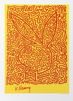 Playboy Bunny, Siebdruckplakat von Keith Haring, 1990