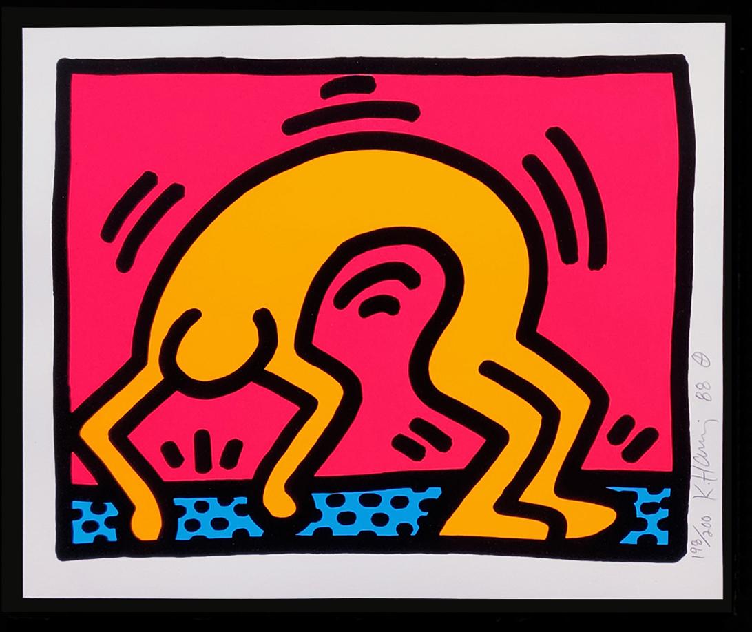 POP SHOP II (set OF 4 SCREEN PRINTS SIGNÉES) - Noir Portrait Print par Keith Haring