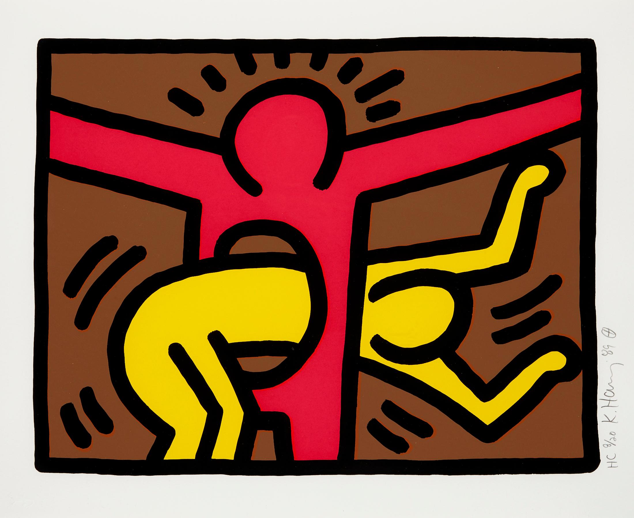 KEITH HARING
Pop Shop IV, 1989

Screenprint in colours, on wove paper
Signed, dated and numbered in pencil
One of twenty hors commerce impressions aside the edition of 200 (plus 25 AP)
Published by Martin Lawrence Editions Ltd., New York, with the