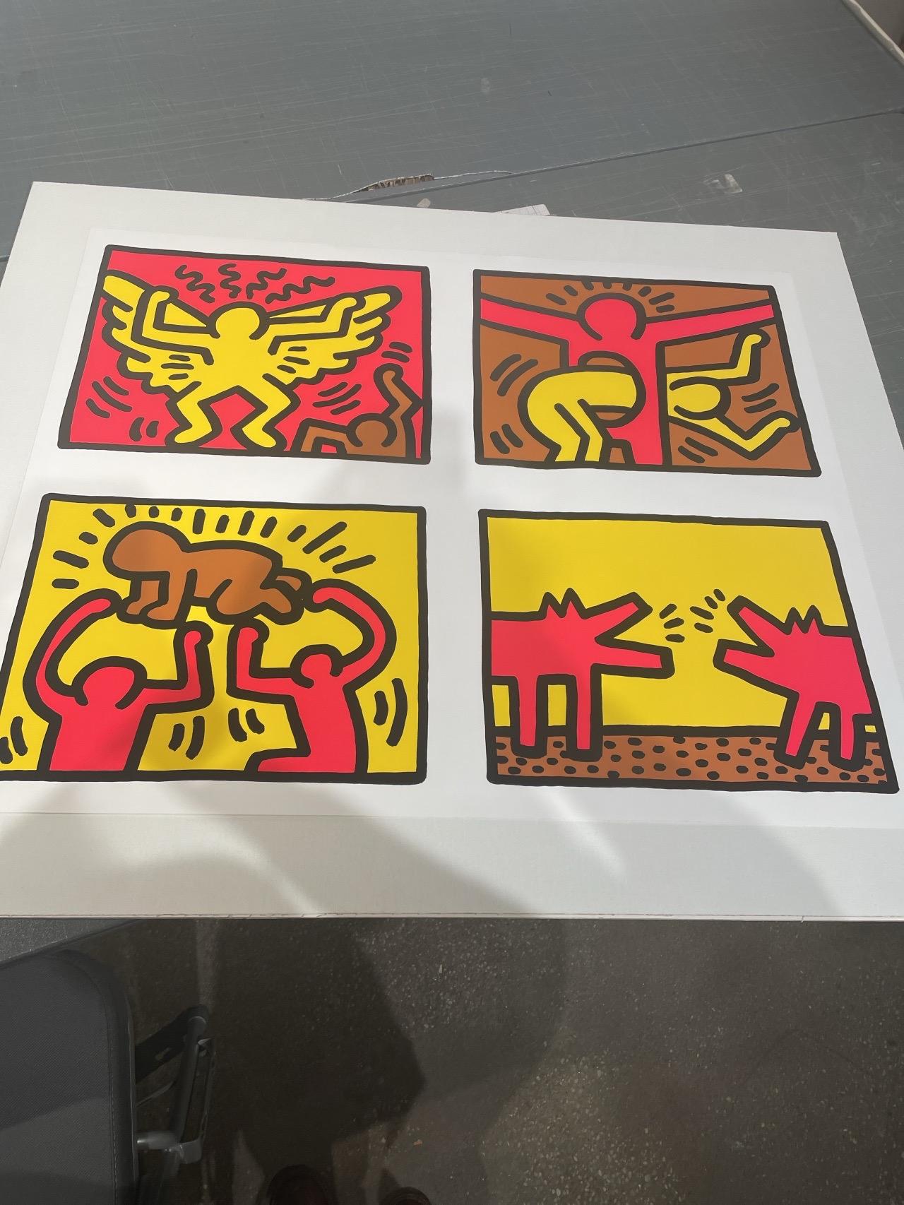 Pop Shop Quad IV - Beige Figurative Print by Keith Haring