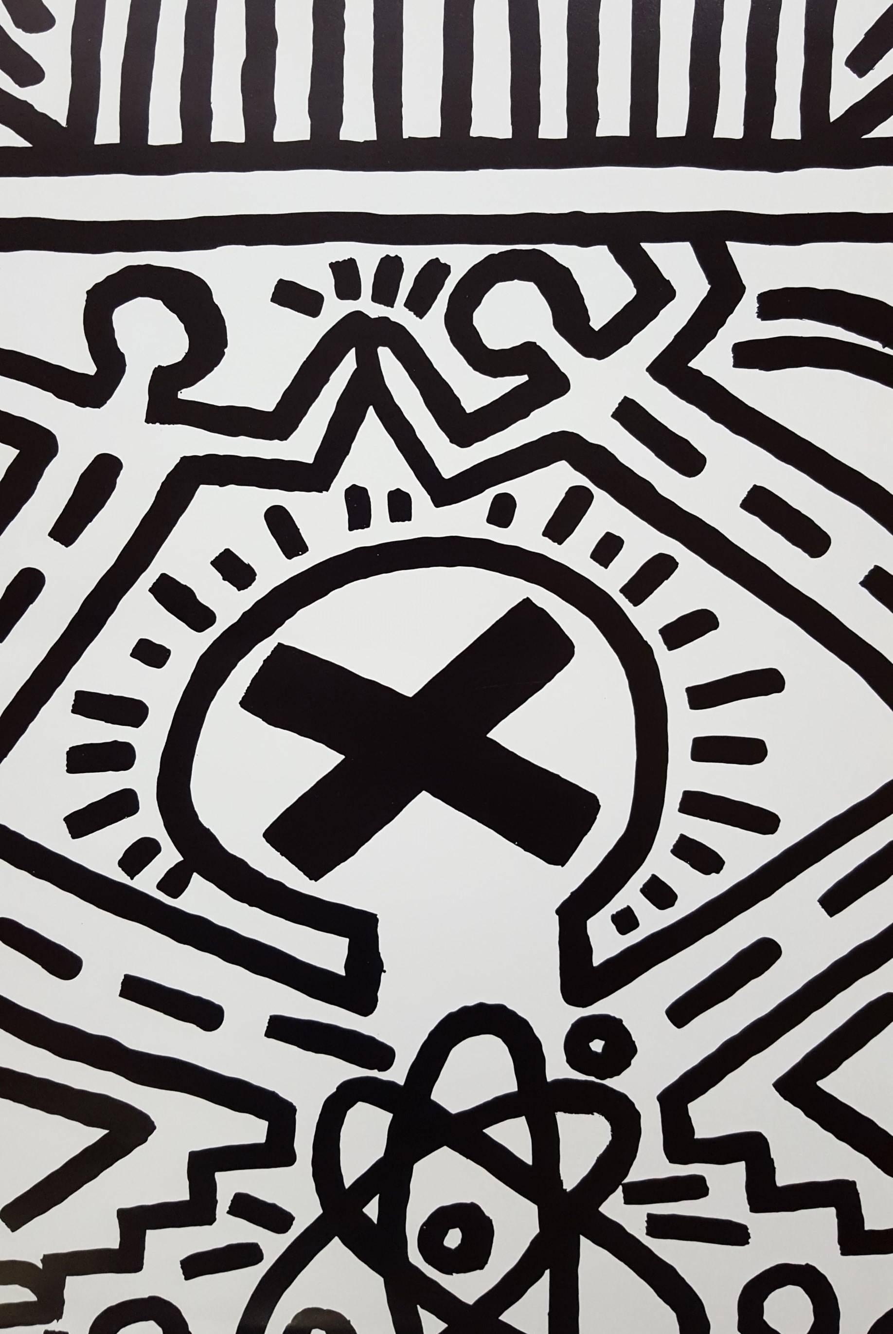 Poster for Nuclear Disarmament - Gray Figurative Print by Keith Haring