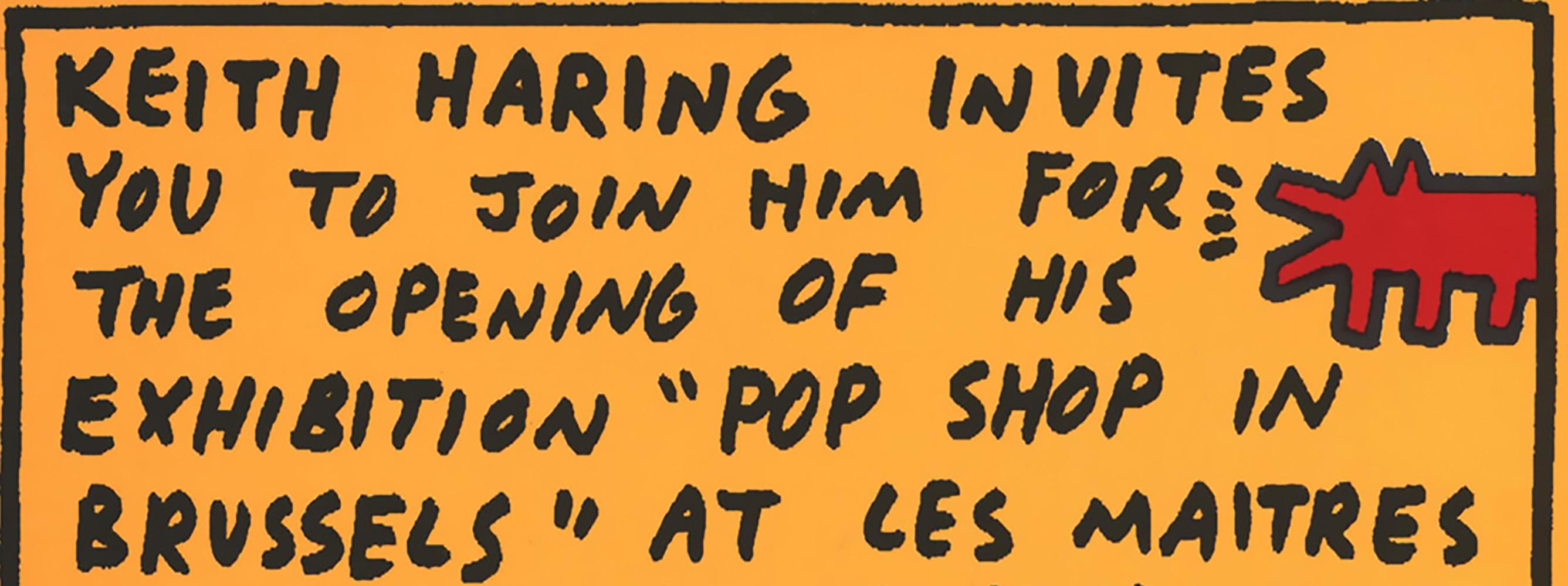 Rare Keith Haring Pop Shop Bruxelles 1988 (announcement) en vente 1