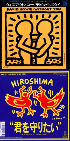 Retro Rare Original 1980s Keith Haring Vinyl Record Art (Keith Haring David Bowie) 