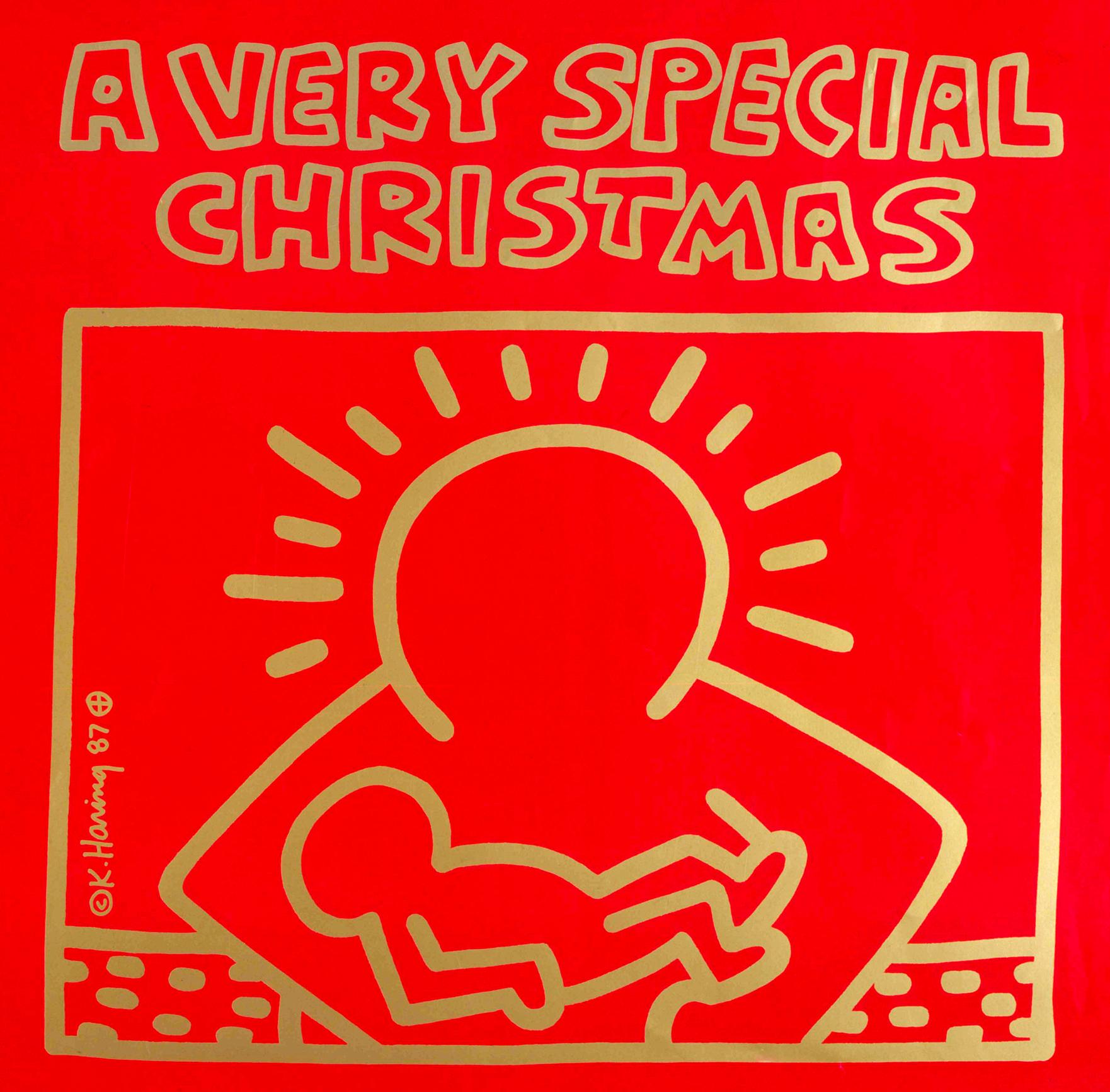Vintage Keith Haring Record Cover Art, 1982-1987. Set of 4 individual pieces including their respective albums.

Haring illustrations appear on front and back covers, plus illustrated inserts/booklets on two of the albums (see images 4 &