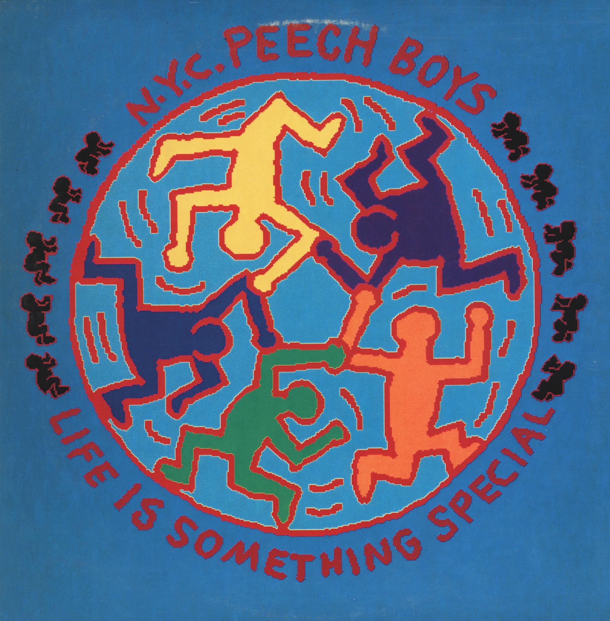 Rare Original Keith Haring Record Art (Set of 4 works) For Sale 1