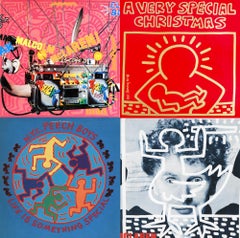 Retro Rare Original Keith Haring Record Art (Set of 4 works)