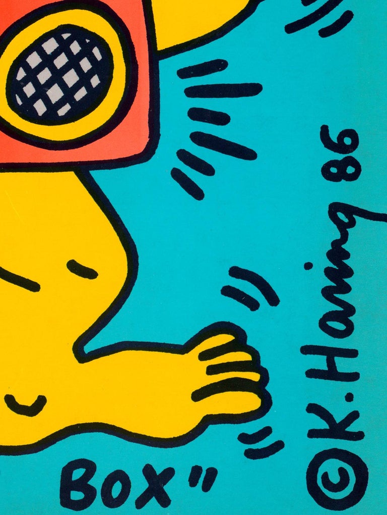 Rare Original Keith Haring Vinyl Record Art (Keith Haring boombox)  For Sale 2
