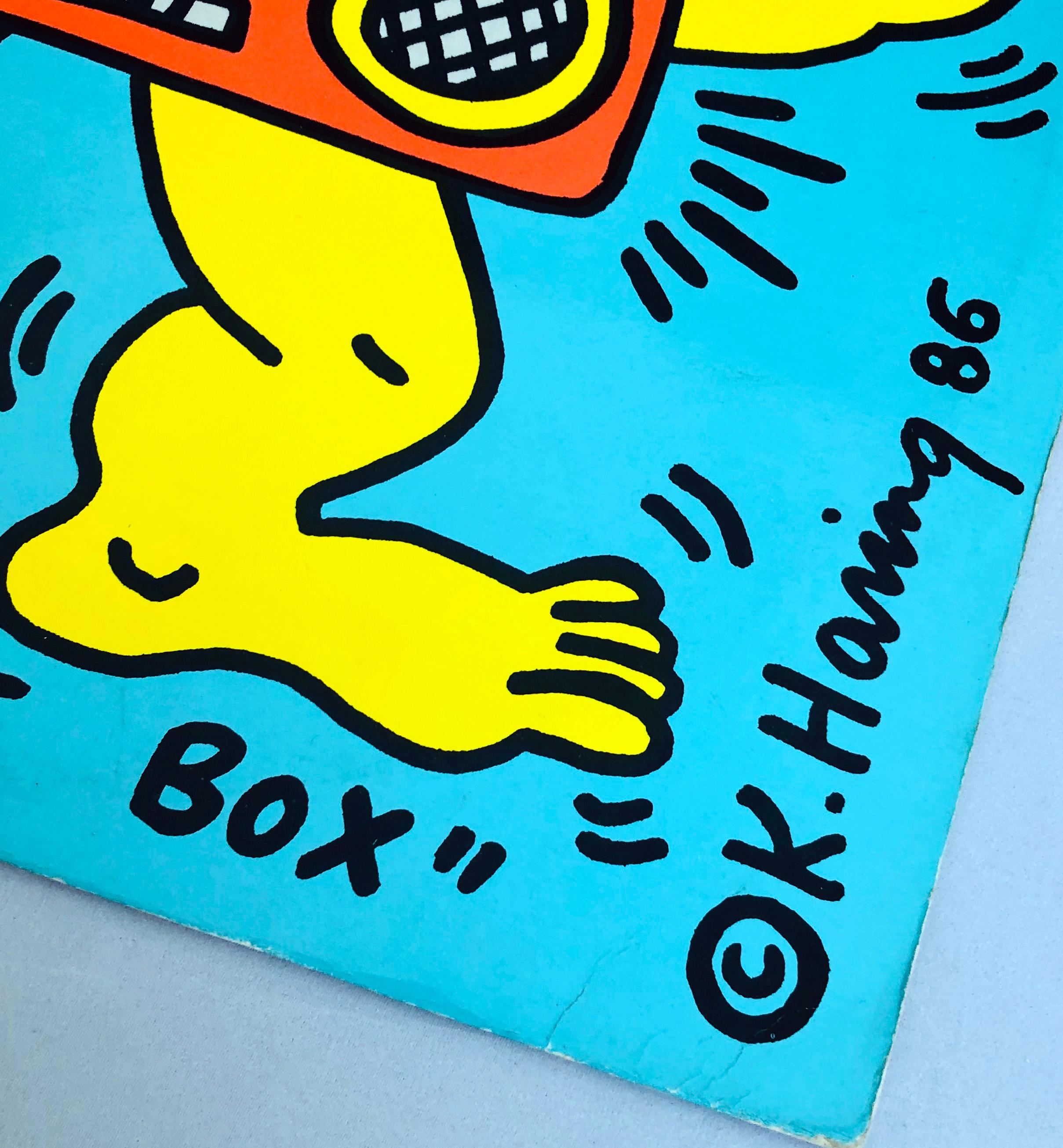 Keith Haring 'The Baby Beat Box' 
A rare highly sought after vinyl art cover featuring original artwork by Keith Haring. Truly vibrant colors that make for stand-out wall art. 

Off-Set Lithograph on vinyl record jacket, 1986
Dimensions: 12 x 12