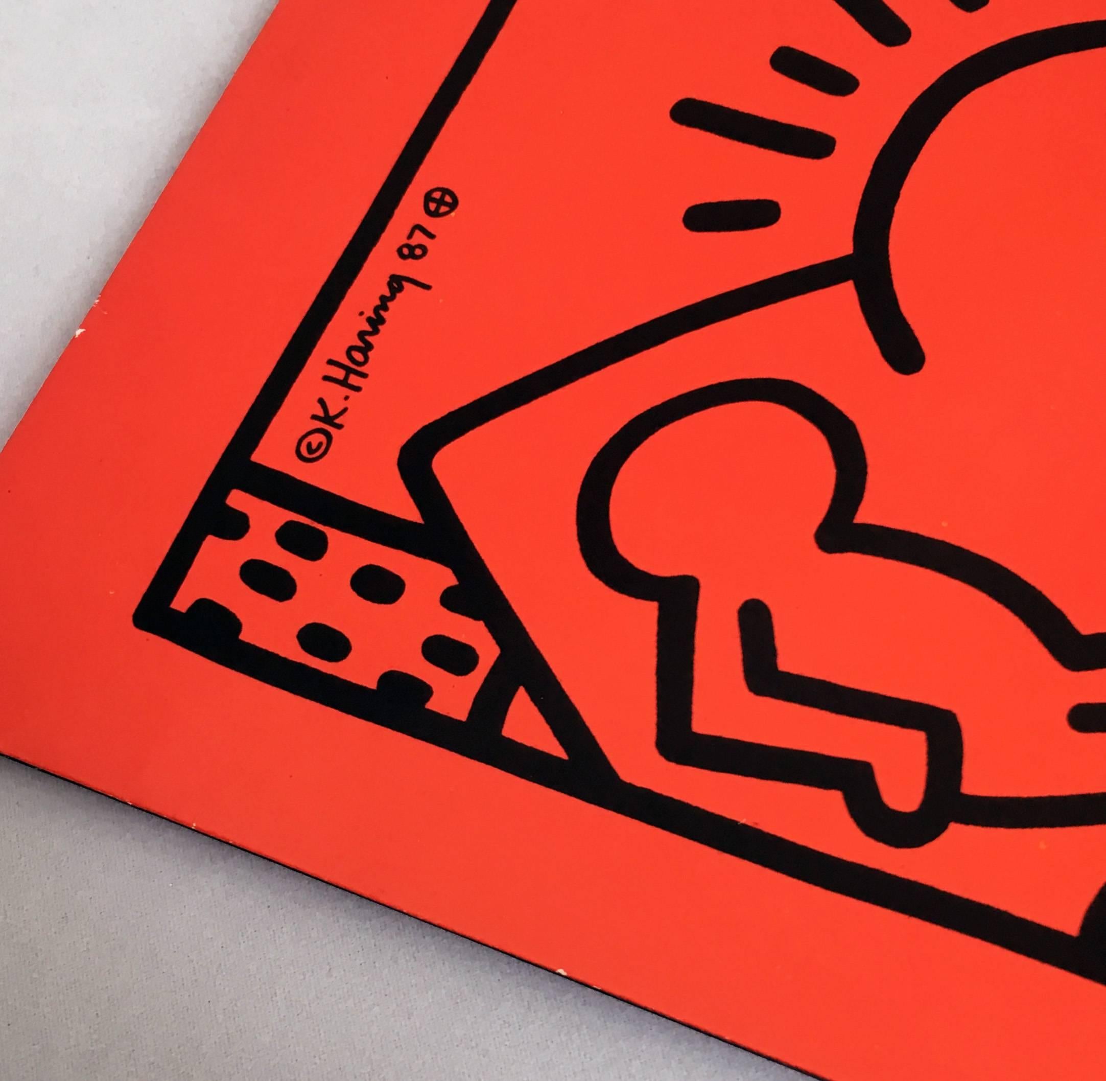 Rare et original Keith Haring Vinyl Record Art (Keith Haring Christmas)  en vente 1
