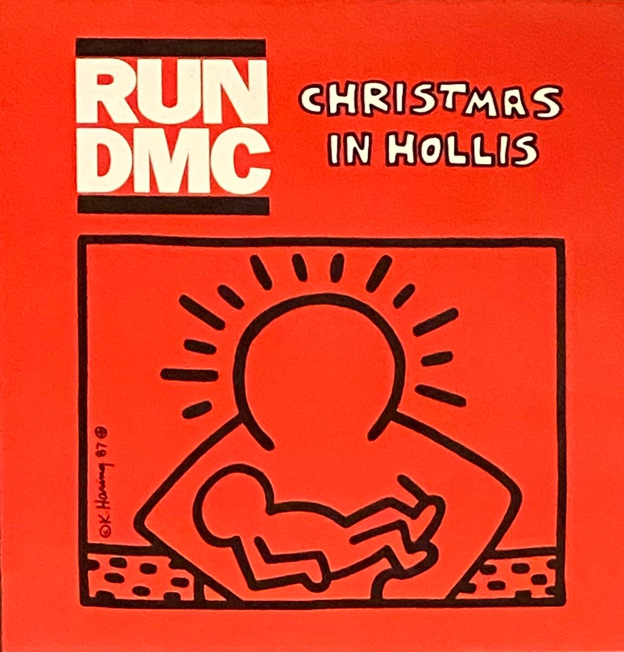 Keith Haring, Run DMC Noël :
Run DMC "Christmas In Hollis" : Une pochette de vinyle rare et recherchée présentant une œuvre originale de Keith Haring. Des couleurs vraiment vibrantes qui en font une œuvre d'art murale remarquable et une pièce de