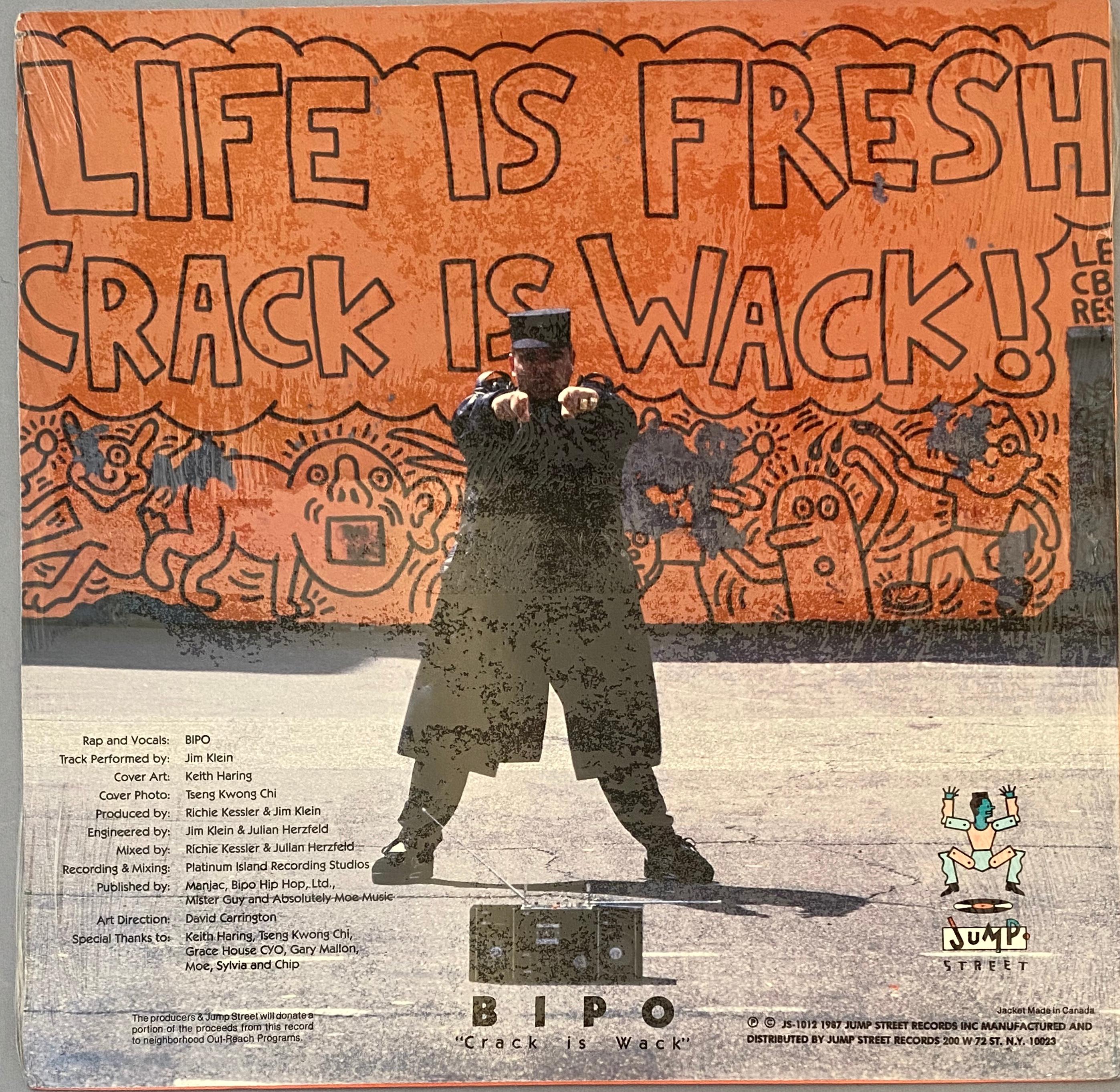 Seltene originale Keith Haring Vinyl-Plattenkunst (Keith Haring Crack Is Wack)  im Angebot 1