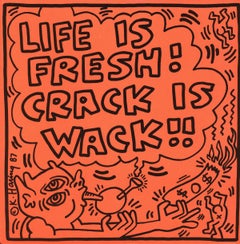 Rare œuvre d'art originale de Keith Haring (Keith Haring Crack Is Wack) 