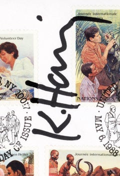 Signed Keith Haring International Volunteer Day mailer 1988