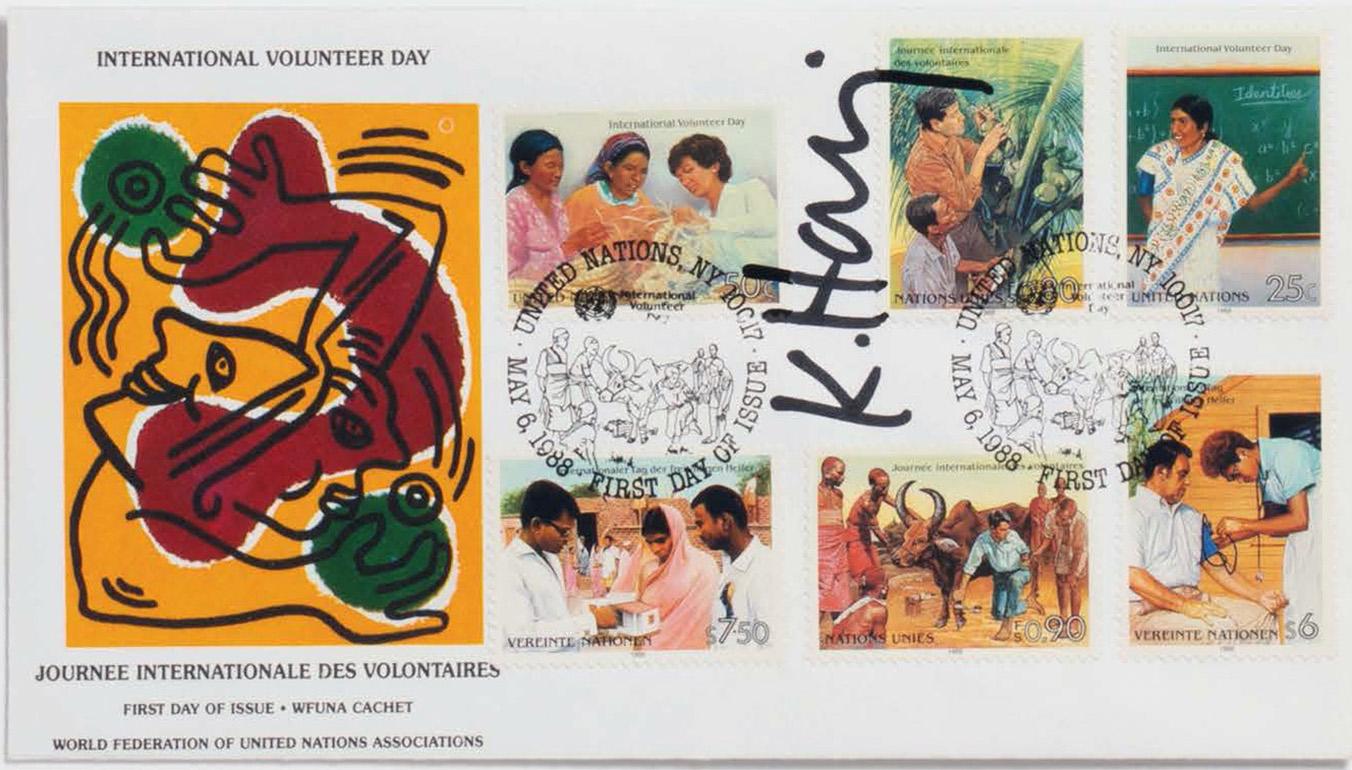 Signed Keith Haring International Volunteer Day mailer 1988 2