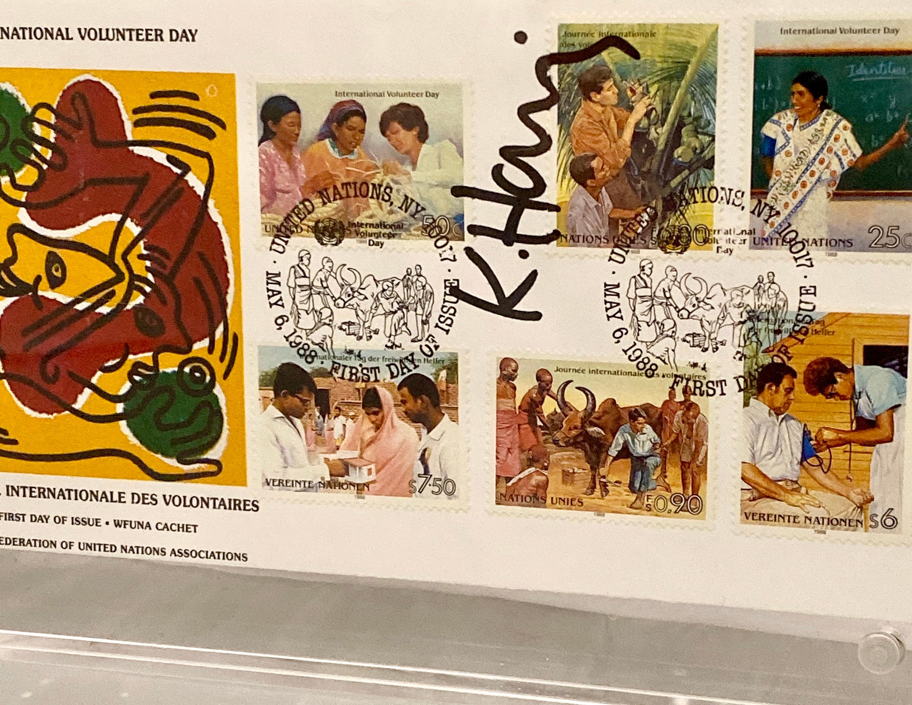Signed Keith Haring International Volunteer Day mailer 1988 1