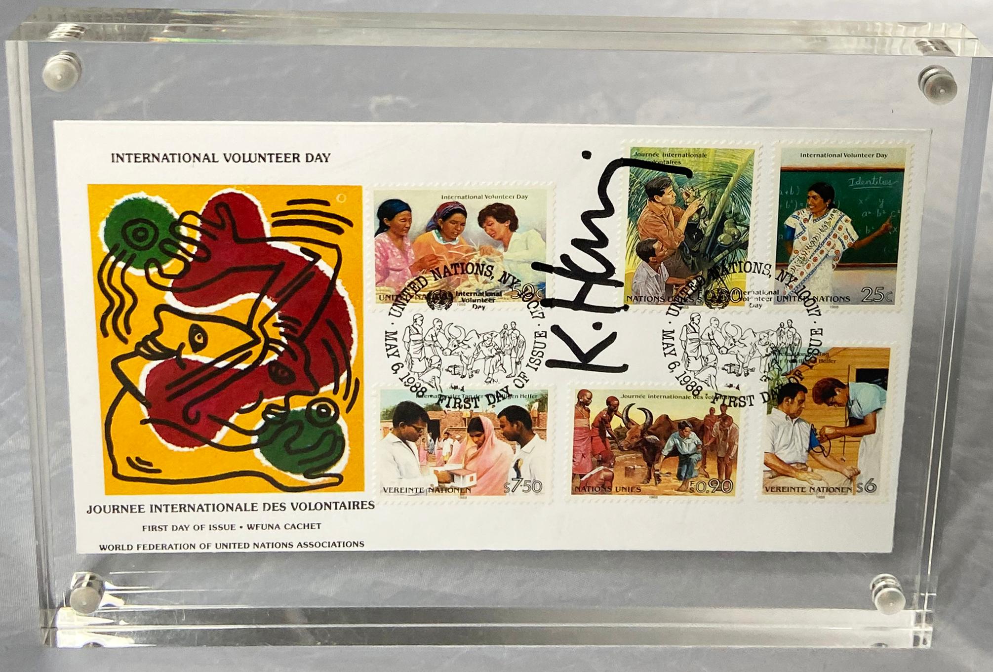 Signed Keith Haring International Volunteer Day mailer 1988 1