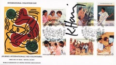 Signed Keith Haring International Volunteer Day mailer 1988