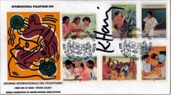 Signiert Keith Haring International Volunteer Day Mailer 1988